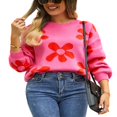 thumbnail image 2 of Ladies‘ Loose Knit Pullovers with Long Sleeves and Drop Shoulders in Floral Design, 2 of 9