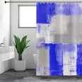 thumbnail image 3 of Blue Shower Curtain, Watercolor Blue Contemporary Brush Strokes Oil Painting Abstract Geometric Bathroom Curtain Bathtub Decor Waterproof Fabric Machine Washable with 12 Hooks, 3 of 6