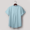 thumbnail image 4 of Kagetolytai Womens Tops Womens Short Sleeve Shirts Solid Color Casua Button Down Blouse Tops With Chest Pocket Summer Tops for Women 2024 Light Blue L, 4 of 6