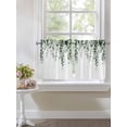 thumbnail image 4 of Green Eucalyptus 2 Panel Kitchen Curtains for Small Windows, Weeping Botanical Leaf Watercolor Bathroom Tier Curtain, Short Window Treatment for Bedroom/Living Room 55"x24", 4 of 6
