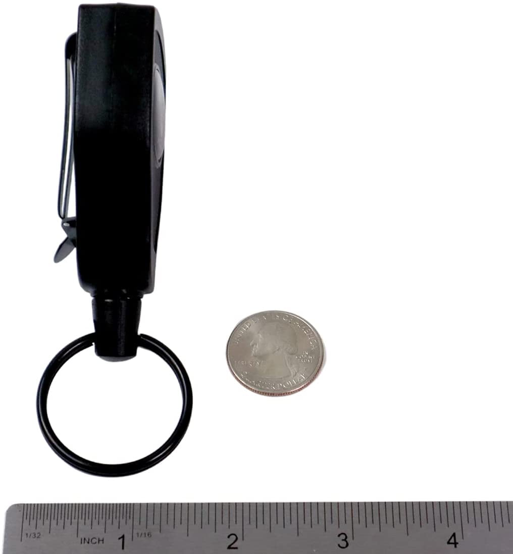 2 Pack - Super Heavy Duty Retractable Keychain - 8oz or 10 Keys - Durable 48” (4 Ft) Kevlar Lanyard - Rugged Polycarbonate Key Chain Ring Reel Badge Holder w/Steel Belt Clip by Specialist ID (Black)