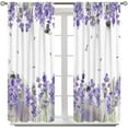 thumbnail image 3 of Lavender Floral Curtains, Lavender Flower Purple Window Treatments for Living Room Girls Woman Room Decor, Luxurious Elegant Purple Drapes 2 Panels, 42x63 Inch, 3 of 6