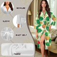 thumbnail image 6 of Yuyamidu Pineapple Bathrobes for Women Long Sleeve Robes Size L Palm Leaves Kimono Robe Green Nightgown with Waist Belt Lightweight V Neck Sleep Dress for Spring Summer Fall, 6 of 7