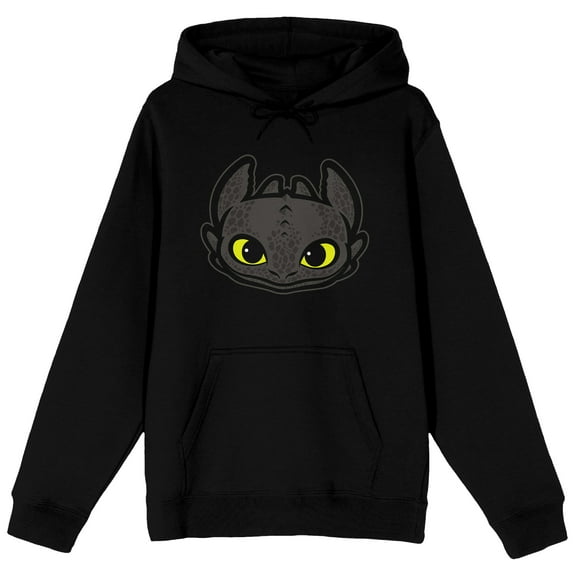 How to Train Your Dragon Toothless Head Vector Graphic on Black Adult Hoodie-Medium