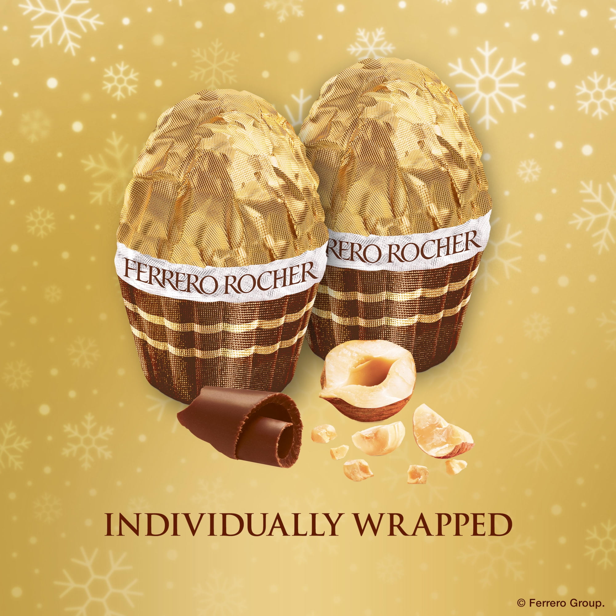 (2 pack) Ferrero Rocher Golden Moments, Premium Milk Chocolate Hazelnut, Individually Wrapped Holiday Chocolate, 3.1 oz bag
