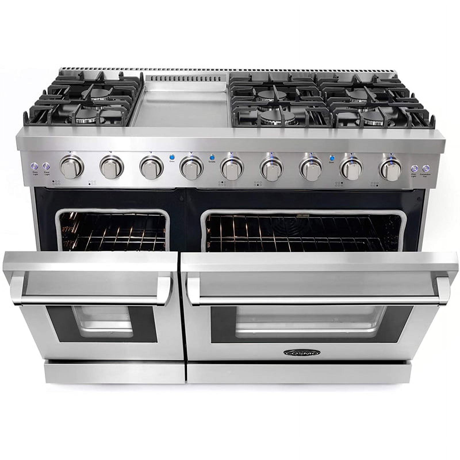 48" Freestanding Double Oven Gas Range, 6 Sealed Gas Burners, Convection Oven