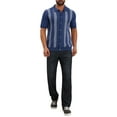 thumbnail image 2 of Men's Jacquard Polo Shirt Short Sleeve Button Down Knitted Golf Polo Shirts S Navy Blue, 2 of 6