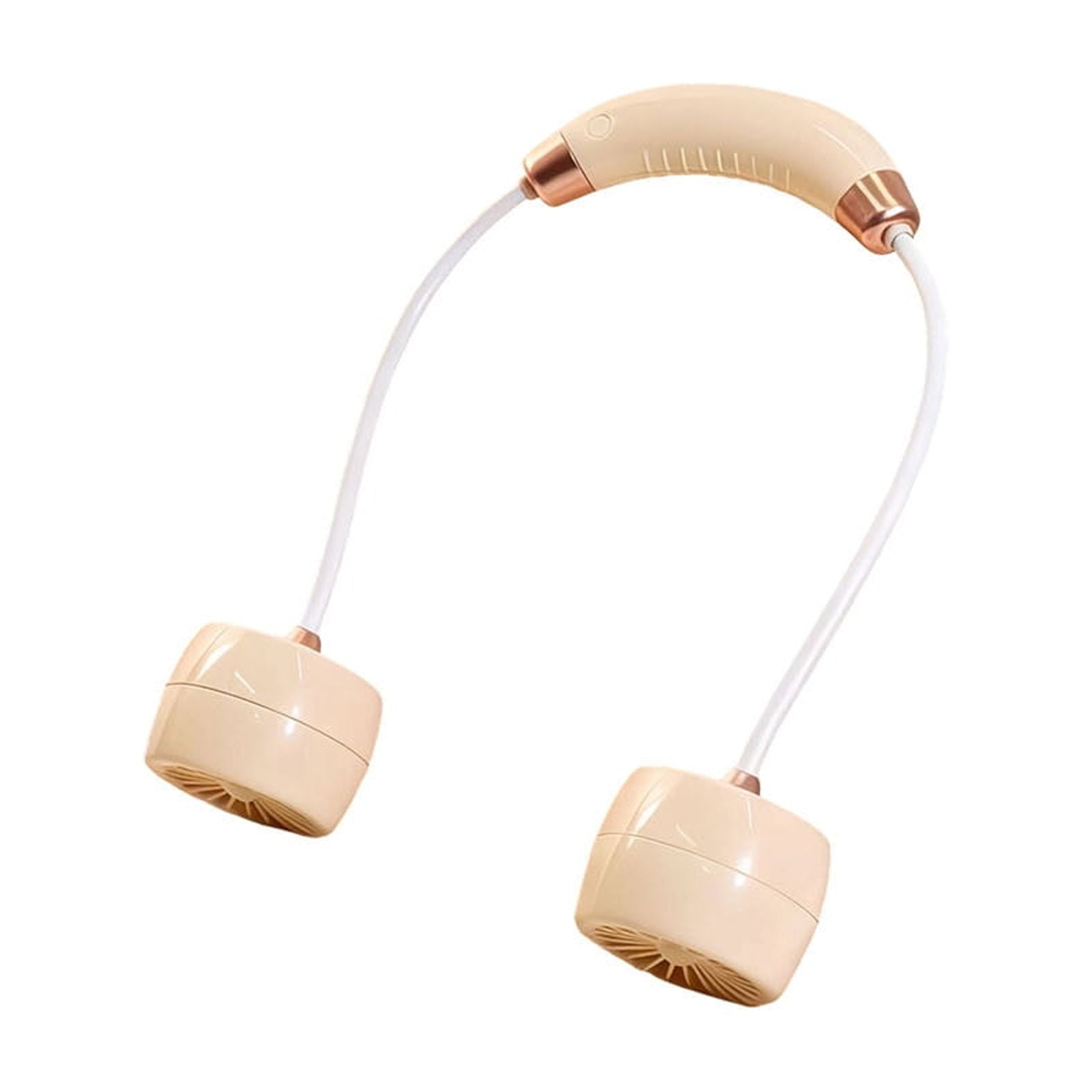 Hands Free Portable Neck Fan USB Rechargeable with Adjustable Flexible Hose and 3 Speed Wind, Ultra Quiet Lightweight Wearable Design for Office Travel Outdoor Activity,Beige