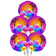 PMU Luau Balloon 18 Inch Mylar Hibiscus and Flamingo Pkg/25