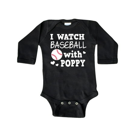 

Inktastic I Watch Baseball with My Poppy Gift Baby Boy or Baby Girl Long Sleeve Bodysuit