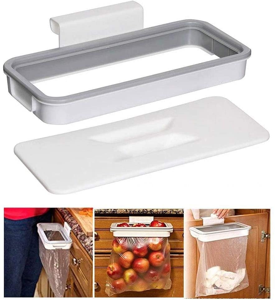 Set of 2 Hanging Bin Bag Holder with Lid Portable Hanging Rubbish Bag