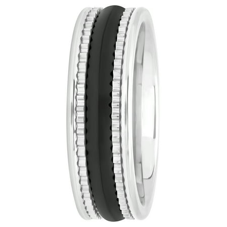 Men's Black and White Tungsten-Ceramic Ring, 7mm