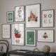 thumbnail image 2 of Juego de pared de galería de Navidad, carteles de invierno de trineo de Casa de coche rojo, arte de pared, impresiones en lienzo, imágenes, decoración del hogar de vacaciones, 2 of 4
