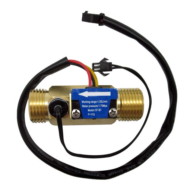 DIGITEN CF-B7ZJ SENSTREE G1/2 pulgadas Rosca macho Sensor de flujo de agua de latón Interruptor de sensor de efecto Hall Medidor de flujo Contador de caudalímetro con sensor de temperatura 1-25L/min
