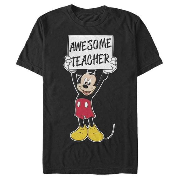Men's Mickey & Friends Awesome Teacher Sign Graphic Tee Black Small
