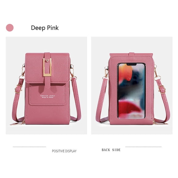 Crossbody Bags for Women with Touchscreen Window, Mini Leather Phone Purse Wallet with Credit Card Slots and Adjustable Strap
