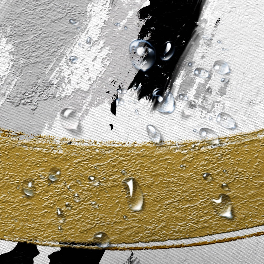 Black and Gold Abstract Shower Curtain, Chic Design White Grey Art Designer Fabric Shower Curtains Set for Bathroom Decorative, Modern Restroom Decor Accessories with Hooks 72X 72 Inch