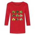 thumbnail image 4 of HOMBOM Womens 3/4 Sleeve Shirts Spring Blouse St.Patrick's Day Hot Pink Shamrock Print Crew Neck Basic Tops for Young Woman, 4 of 4
