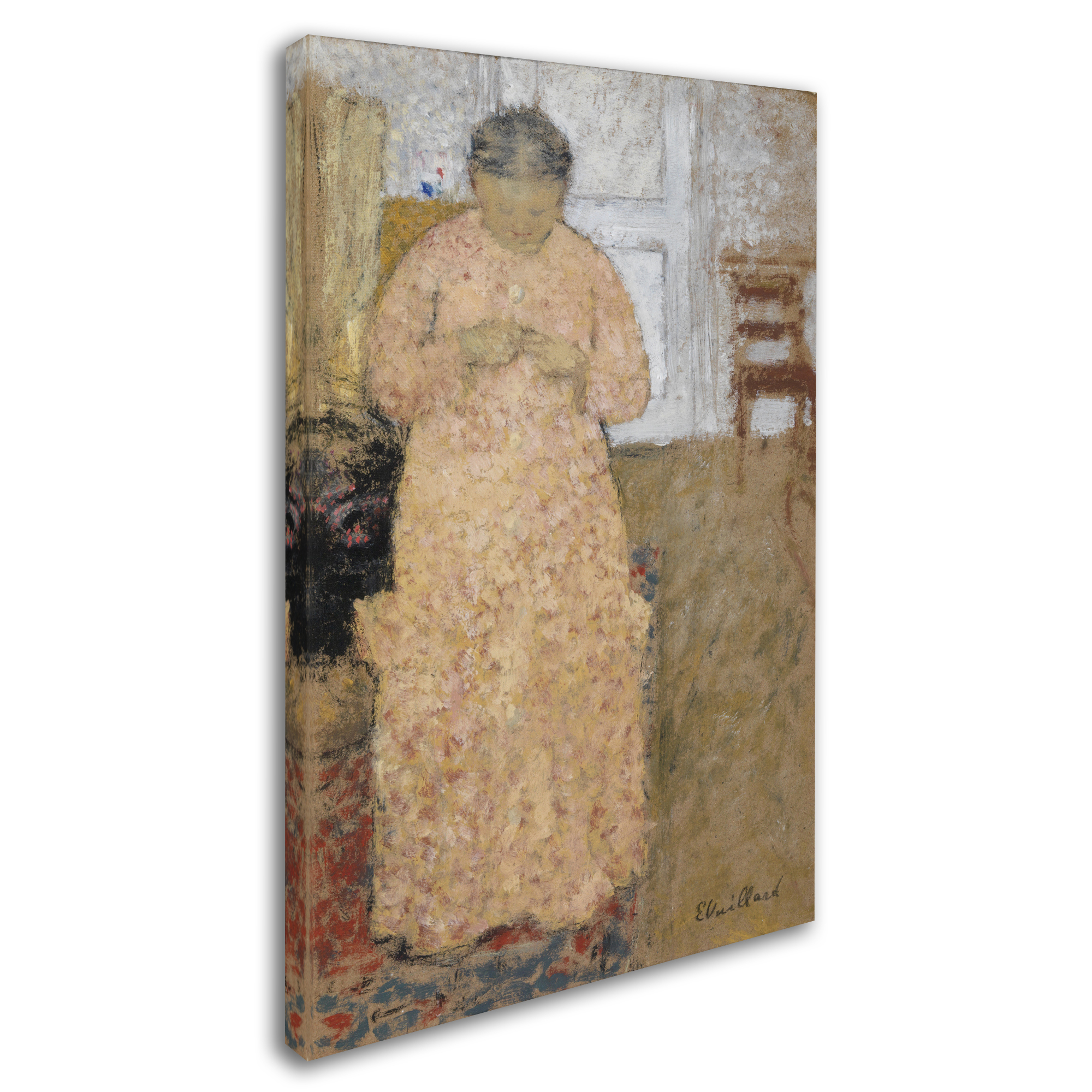 Trademark Fine Art 'Woman Knitting In Pink Dress' Canvas Art by Edouard Vuillard