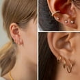thumbnail image 4 of Gold Plated Earrings Set for Women,Trendy Hypoallergenic Thick Stud Huggie 10 Pairs Chunky Hoop Earring Stacks Pack Jewelry for Gift, 4 of 8