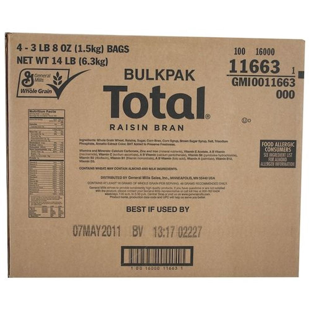 General Mills Total Raisin Bran Cereal, 56 Ounce -- 4 per Case.