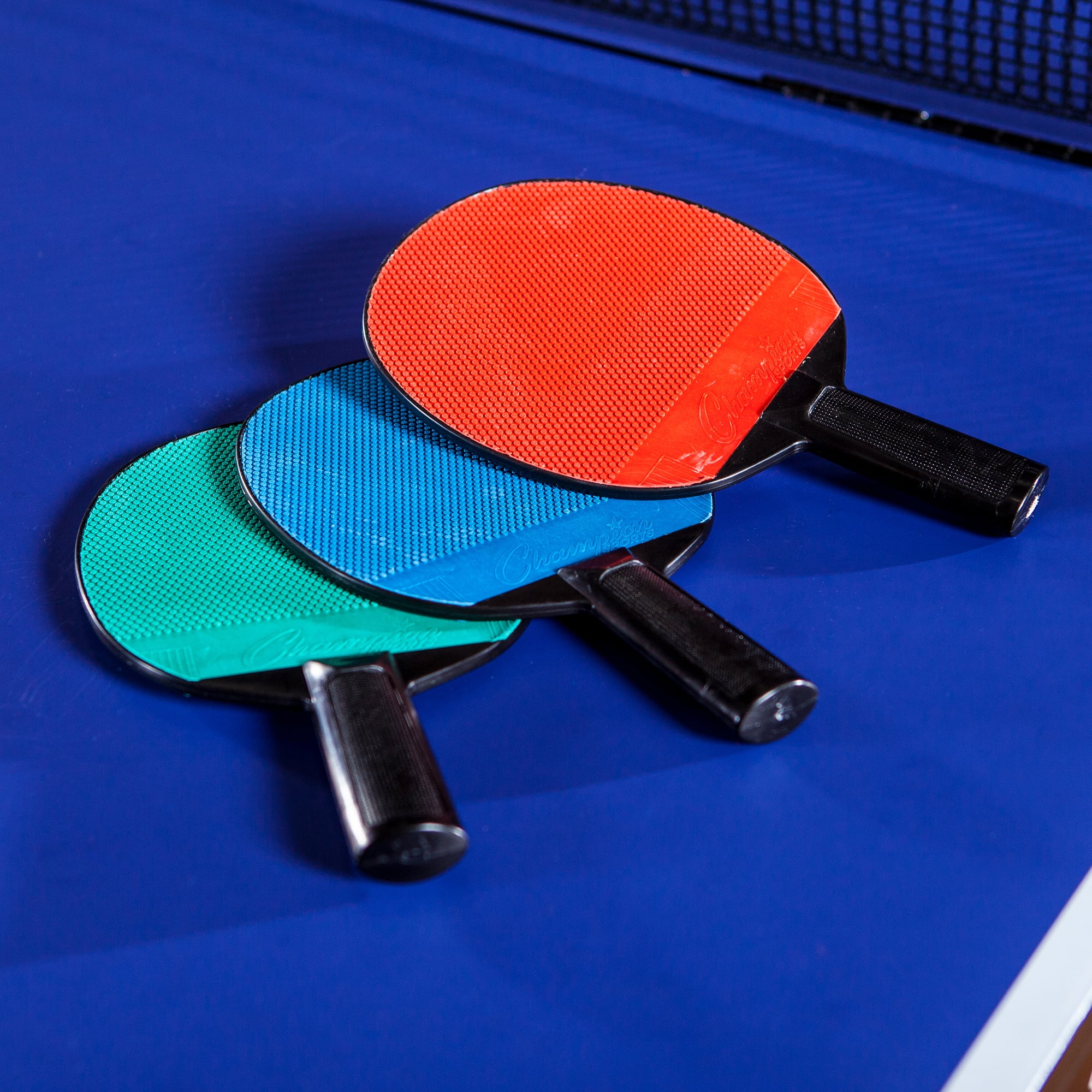 Champion Sports Plastic Rubber Face Table Tennis Paddle, Pack of 6