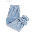 thumbnail image 3 of BadPiggies Women's Plush Pajama Pants Casual Fluffy Sleepwear Fleece Sleep Trousers Plus Size (Blue), 3 of 7