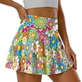 thumbnail image 3 of Xoenoiee Hippie Daisy Print Womens Pleated Tennis Skirts with Pocket Shorts High Waisted Skorts Lightweight Golf Skirt Flowy Athletic Skort, S, 3 of 6