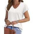 thumbnail image 2 of Suéter WIHOLL de cuello en V, manga corta tipo cap, ligero, blanco, talla M, 2 of 5
