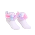 thumbnail image 2 of Big Ruffle Socks Double Lace Turn Cuff Girls Lace Princess Dance Socks with Ruffle Trim Breathable Cotton Frilly Cute Bobby Dress Sock for Kids, 2 of 5