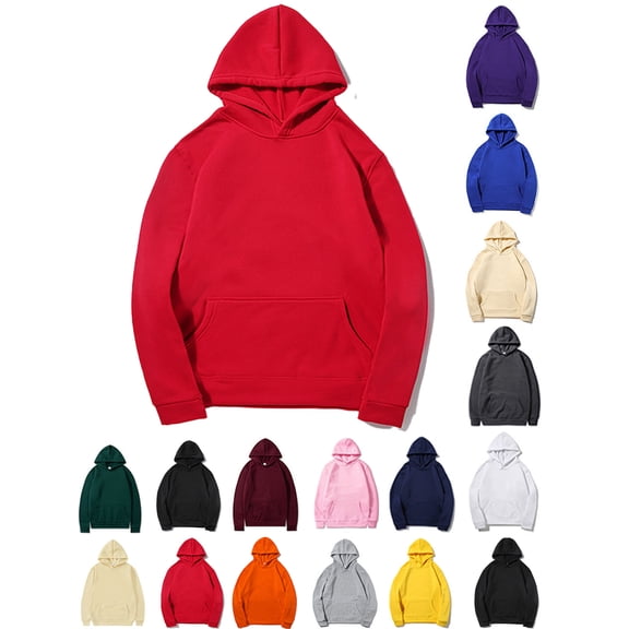 Yyuenw Hoodies for Men Casual Long Sleeve Solid Pullover Loose Fit Athletic Hooded Sweatshirts with Pocket