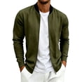 thumbnail image 2 of Men's Lightweight Polyester Jacket Stand Collar Long Sleeves Full Zip Elastic Cuff Casual Travel Rain Coat Windbreaker Outdoor Hiking Weekend Getaway | JASKFLY,Army Green L, 2 of 6