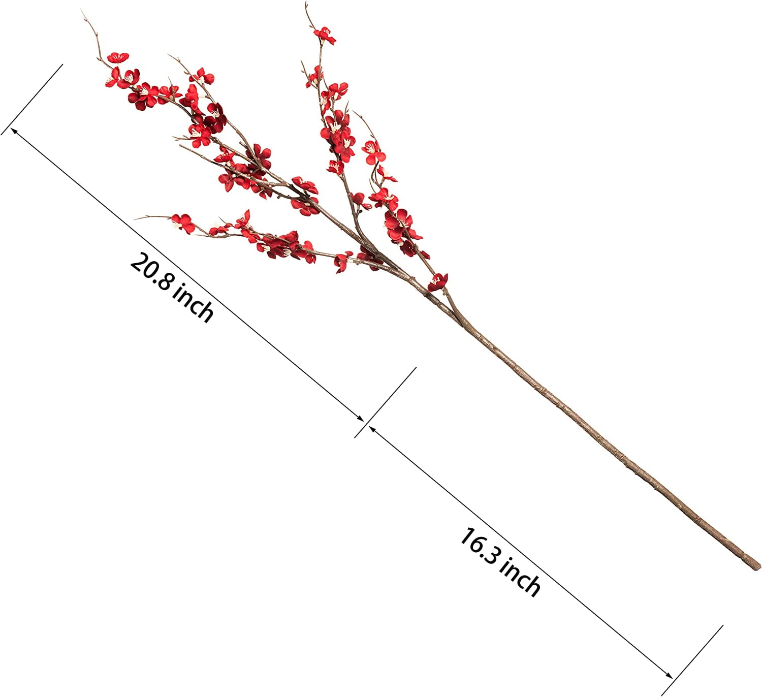 Artificial Plum Blossom Fake Silk Cherry Blossom Branches Flowers,Faux Long Stems Wintersweets Arrangement for Wedding Home Office Bedroom Spring Party Decor(White)