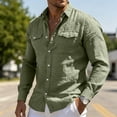 thumbnail image 2 of Vetsdori Mens Pocket T-Shirts Long Sleeve Summer Cotton Button Down Outdoor Linen Casual Plain Travel Tops for Men, 2 of 8