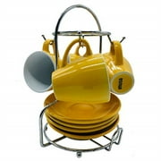 Angle View: IMUSA USA A120-22181T Espresso Coffee Cup Set with Rack 8-Piece, Yellow