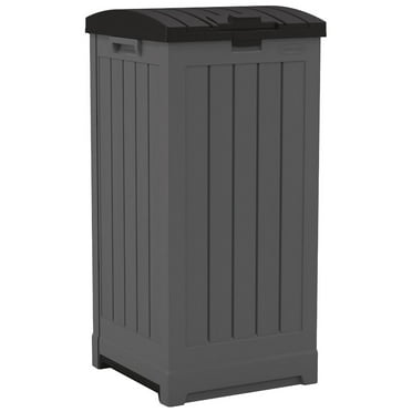 Suncast 39-Gal. Resin Hideaway Outdoor Trash Can with Latching Lid, Peppercorn