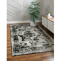 Rugs.com Monte Carlo Collection Rug – 4' x 6' Black Medium Rug Perfect For Living Rooms, Large Dining Rooms, Open Floorplans