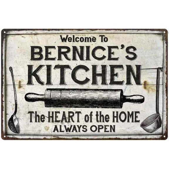BERNICE'S Kitchen Farmhouse Sign 8 x 12 High Gloss Metal 208120033175