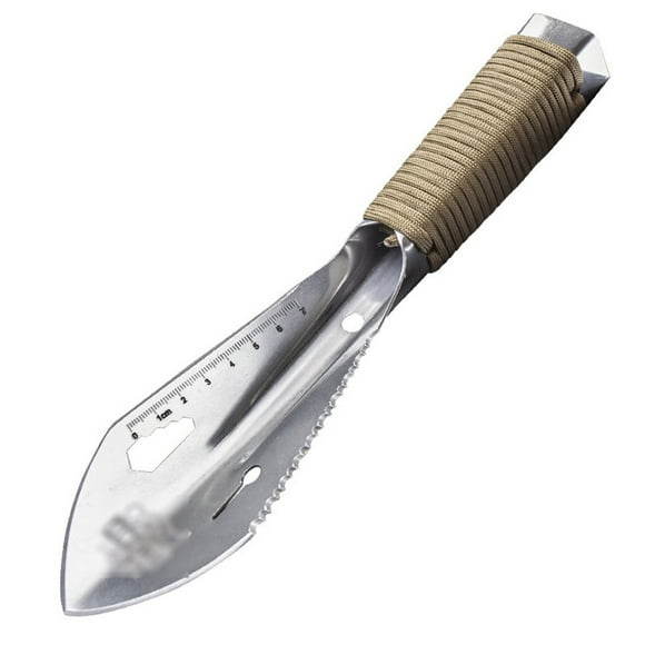 7 in 1 Outdoor Camping Shovel Multifunctional Portable Garden Shovel Tactical Digging Tool Ultralight Camp Shovels silver