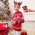 thumbnail image 2 of Yesfashion Family Christmas Sweater Crew Neck Reindeer Snowflakes Knitted Pullover for Kids, 2 of 5