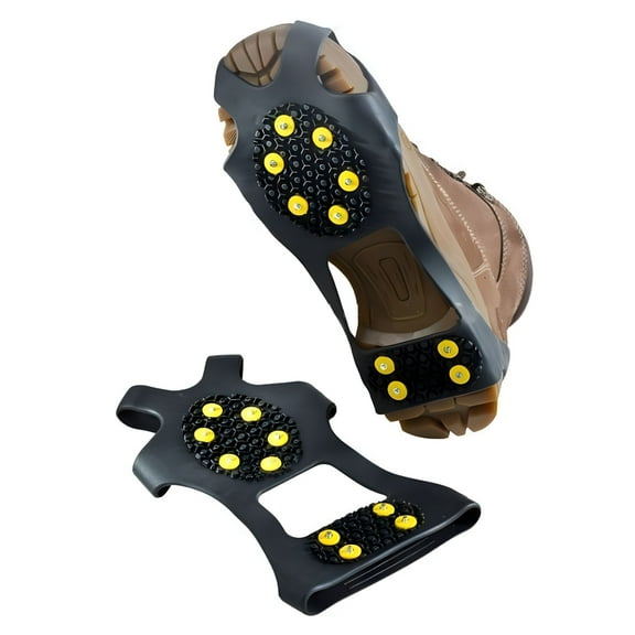 TELOLY Ice Cleats - Snow Grips Crampons Anti-Slip Traction Cleats Ice Grippers for Shoes and Boots - Steel Studs Slip-on Stretch Footwear for Women Men Kids