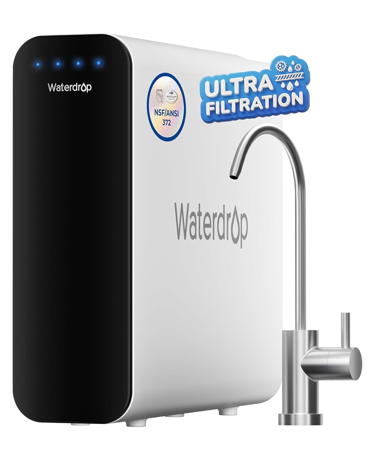 Restored Waterdrop TSU 0.01 Micron Ultra Filtration Under Sink Water Filter System, 3-Stage Tankless Under Sink Water Filtration System with Faucet, Smart Panel, Not Lower TDS (Refurbished)
