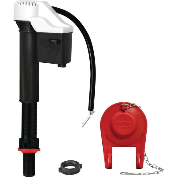 Korky 818BP QuietFILL Universal Toilet Fill Valve and Premium Flapper Easy to Install and Quiet-Made in USA, 2 Inch, Black