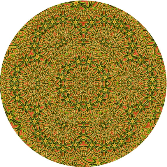Ahgly Company Indoor Round Patterned Pistachio Green Area Rugs, 6' Round