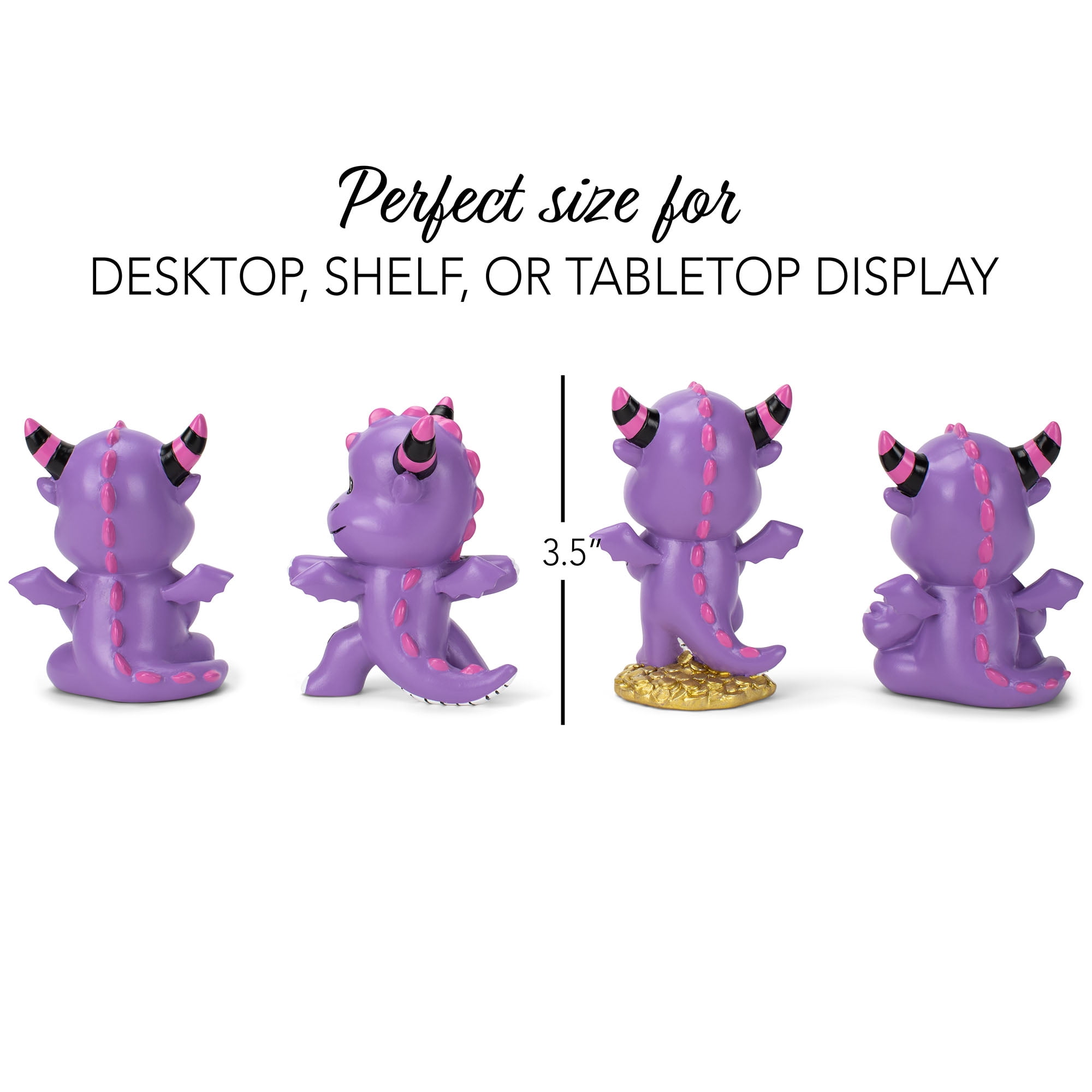Class Collections Purple Yoga Dragon 4 inch Resin Stone Collectible Figurines Set of 4