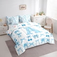 thumbnail image 2 of Castle Fairy Blue Cherry Bow Letter A Twin Bedding Sets 7-Piece for Girls,Fruit Bow Knot Bedding Comforter Set, 2 of 7
