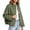 Army Green, variant on Womens Polka Dot Jacket Stand Collar Full Zip Drawstring Hem Coat, Casual Windbreaker Outerwear Jacket for Hiking
