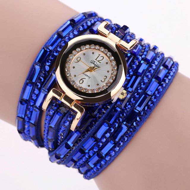 Pulsera de diamantes de imitación reloj de cuarzo reloj de pulsera analógico elegante para mujer (azul) Likrtyny Para estrenar