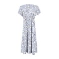 thumbnail image 5 of WTOBBY Women's V-Neck Waisted Floral Print Short Sleeve Dress with Ruffle Accent, Feminine and Comfortable for Spring Summer Fashion,Light Purple M, 5 of 5