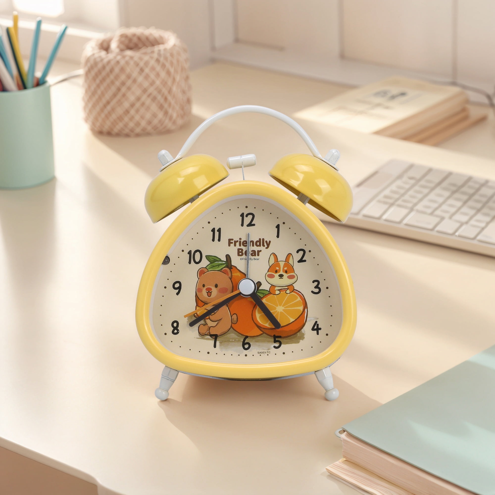 Unique Bargains Triangle Shape Alarm Clock Yellow 4.4"L x 2.2"W x 3.4"H